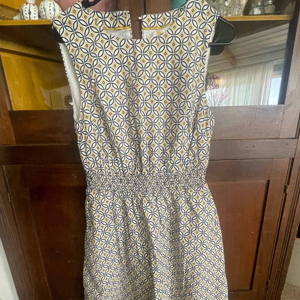 Boden Patterned Yellow and Navy knee length dress
